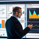 **

Strategic sourcing leader analyzing market trends on a large digital display in a modern office. Charts and graphs showing supply chain data, risk analysis, and forecasting are visible. The leader is focused and confident, wearing professional attire.

**